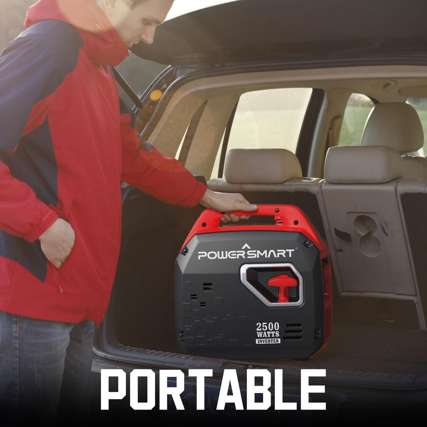 PowerSmart 2500 Watt Portable Inverter Generator with Electric Start, 30 Amp for Home Use and Emergency Backup, CO Protect, Super Quiet