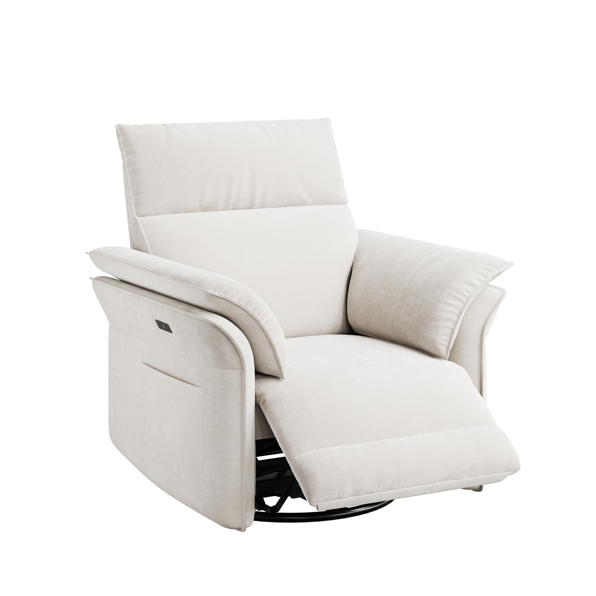 Garvee Power Recliner Glider Chair with Smooth Swivel and Rocking Motion Adjustable Recline USB Charging Port Premium Chenille Fabric and Double Armrests for Living Room and Nursery
