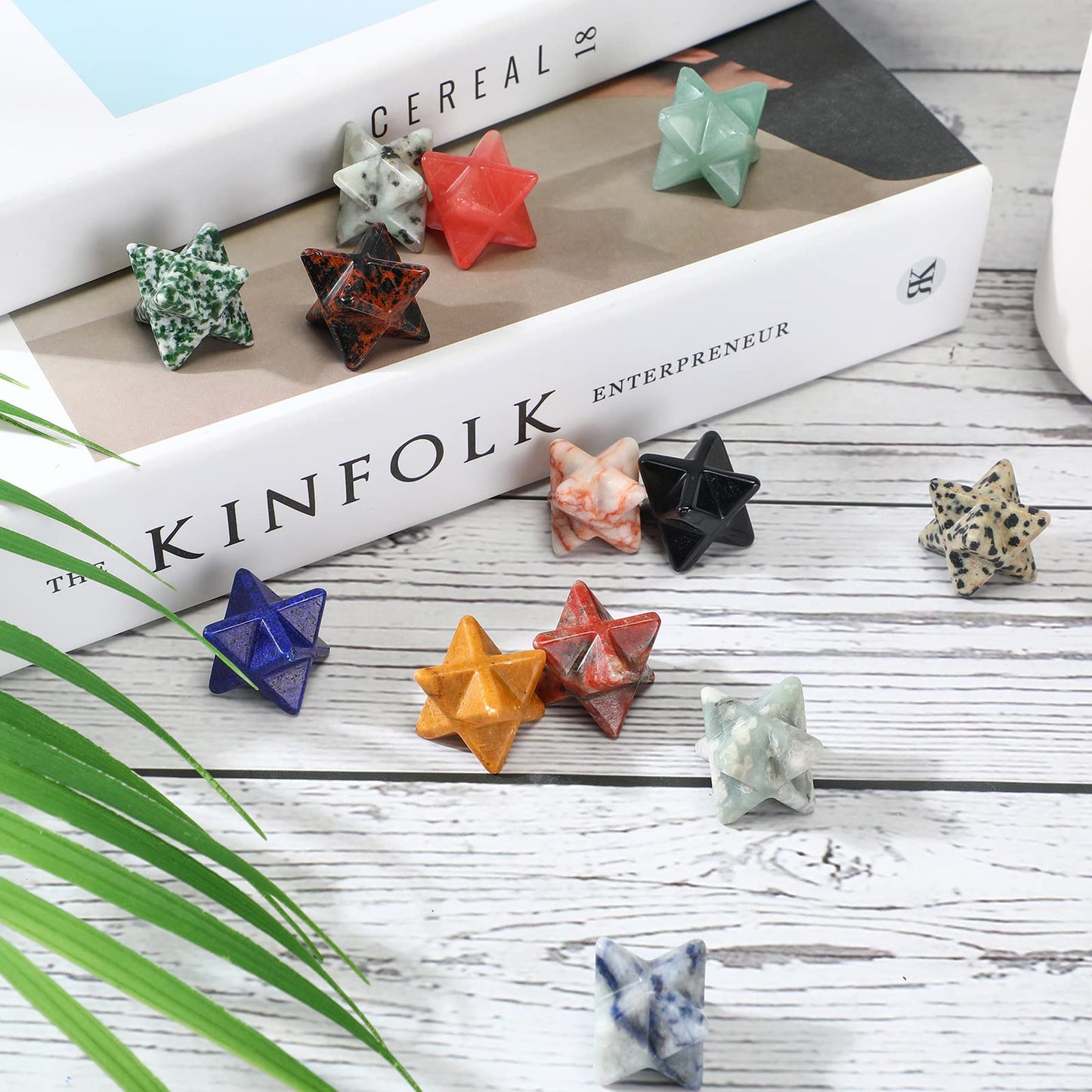 Nuenen 25 Pieces Merkaba Star Crystal Worry Stones Bulk 0.7 Inch Mini Crystals and Healing Stone Carved Merkaba Star Gemstone Chakra Stones for Witchcraft Meditation Balancing Jewelry Pendant Decor