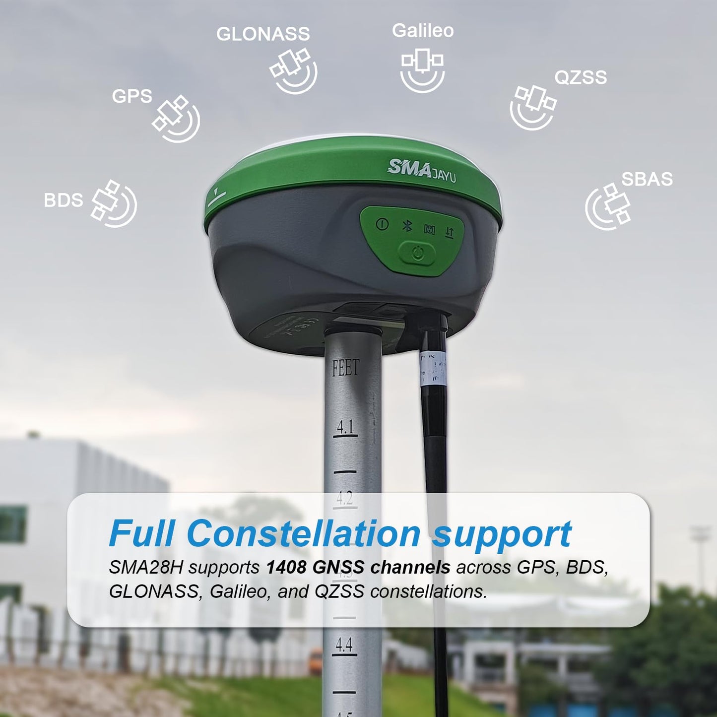 SMAJAYU SMA28H Laser RTK GNSS Rover with Collector, Permanent Software, Dual Cameras, AR Stakeout, Drone Base Station, 120° IMU, 30m Laser, 15km UHF, 2cm Accuracy, 4G NFC NTRIP
