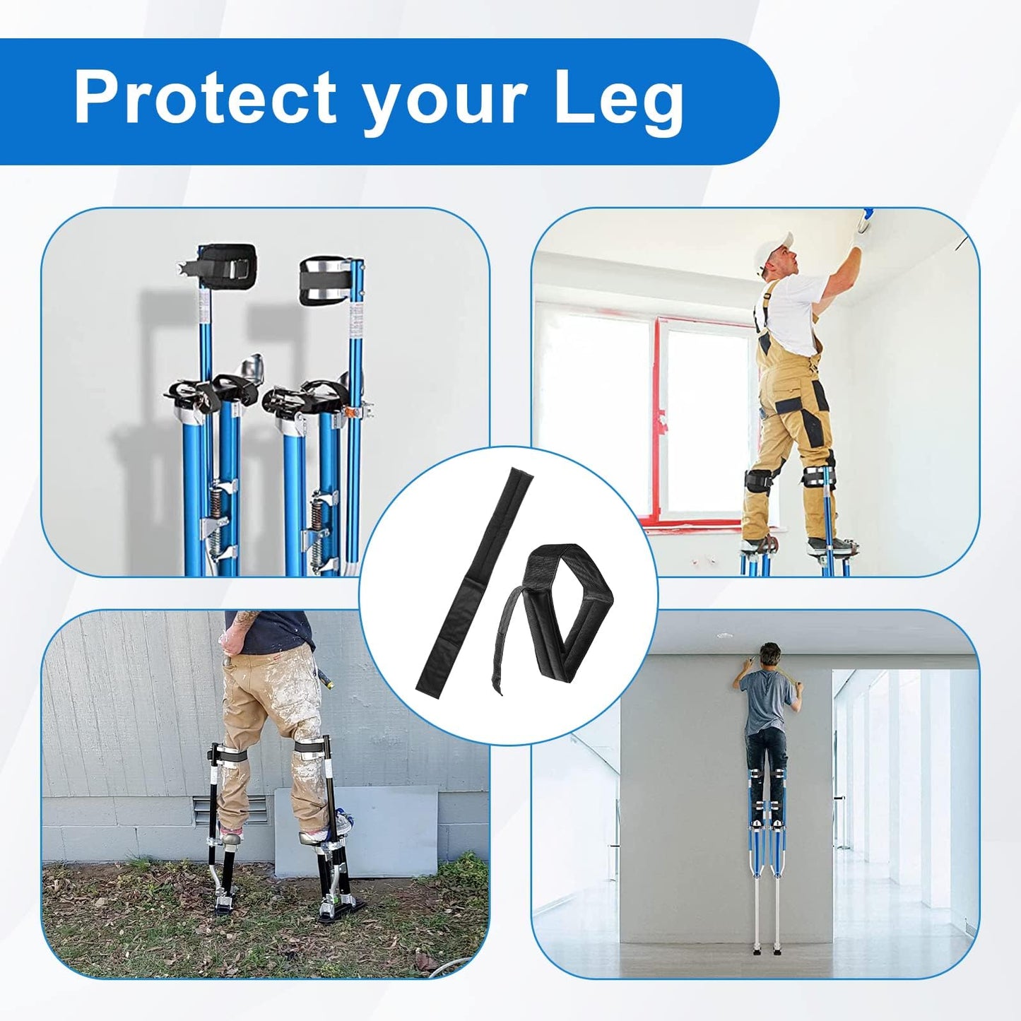 Drywall Stilts Special Straps to Relieve Pressure, Stilt Leg Tightening Bandage,Suitable for Various Brands of Stilts(2pack)