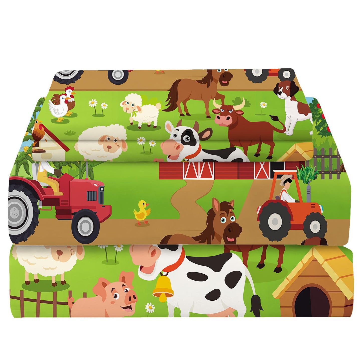 Yasida Farm Animal Cow Twin Size Fitted Sheets for Twin Sheets Set Girls and Boys Bedding Sets Harvest Sheets Goats Chickens Farm Animals Bedding Sheet Soft Microfiber(1*Sheet+1*Pillowcase)