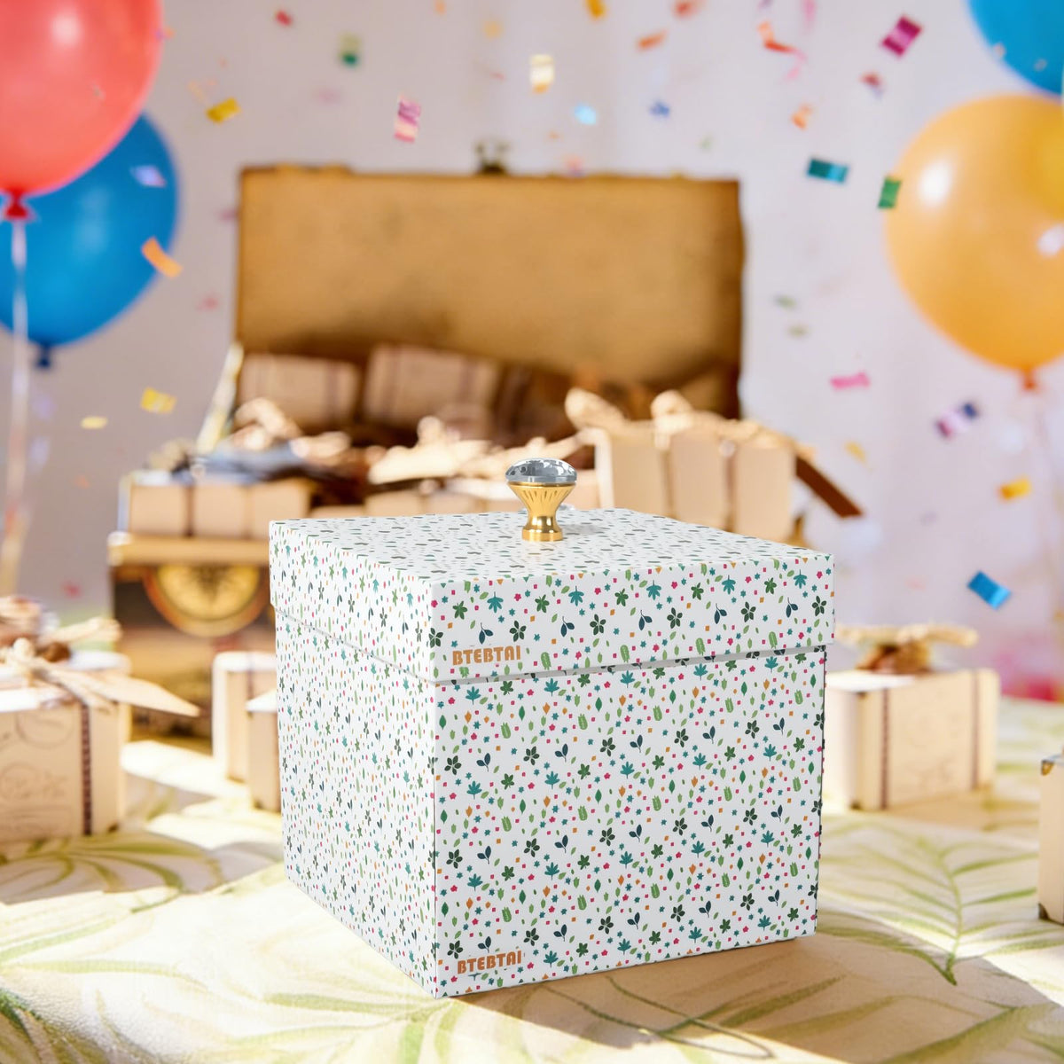 ELDGREON Explosion Gift Box, Flying Butterfly Surprise Gifts Box, DIY White Gift Included Butterfly Kit and Faux Rose Head for Birthday, Weddings, Mother's Day, Anniversaries
