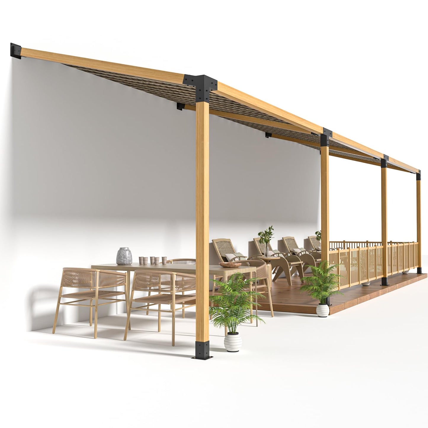 15°Slanted Roof Wall Mount 4x4 Pergola Bracket Kit,TROPTOLKY Angled 4x4 Wood Post Bracket,DIY Pergola Gazebo Kit 3way(6pcs)