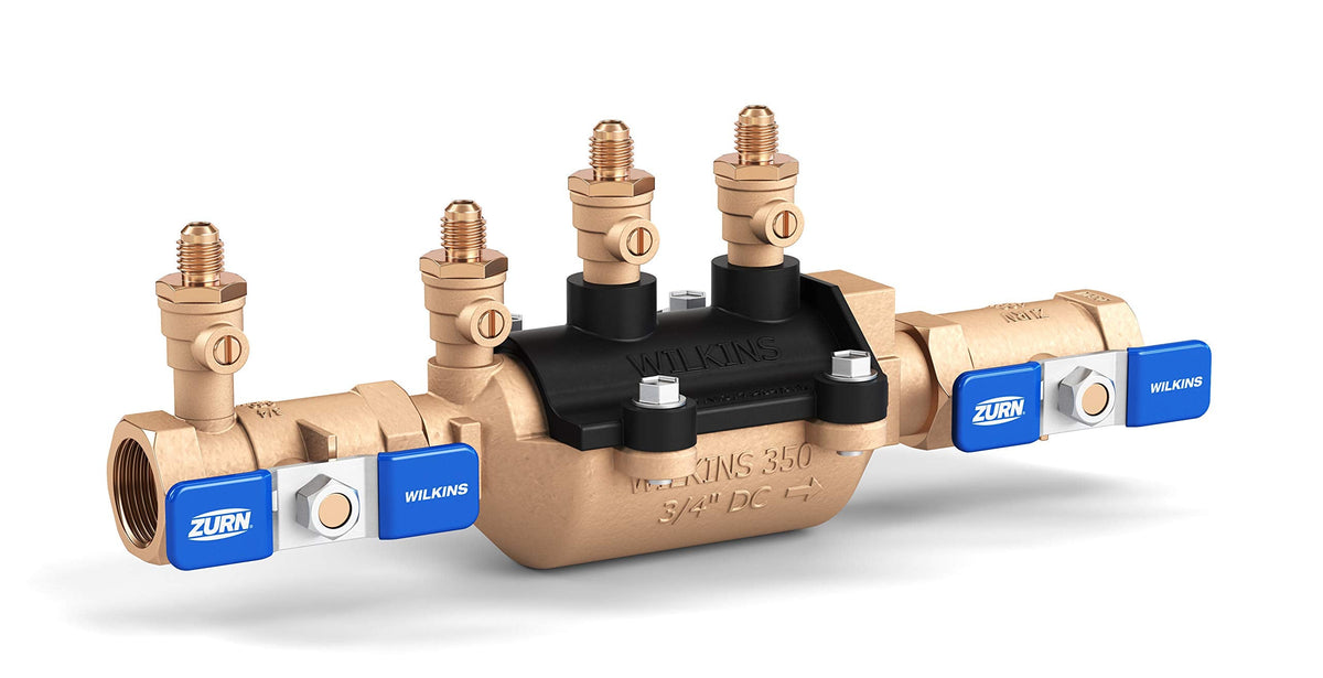 Zurn Wilkins 3/4" 350 Double Check Backflow Preventer with SAE flare test fitting