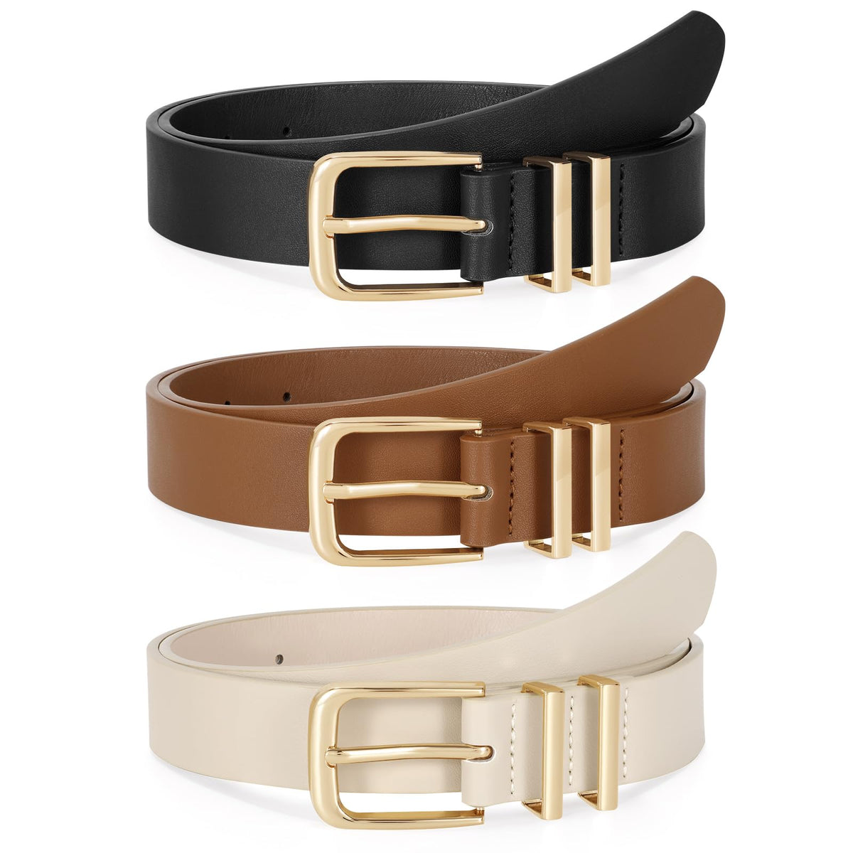 TRIWORKS 3 Pack Women Belts For Jeans Pants Dresses Ladies Leather Waist Belts