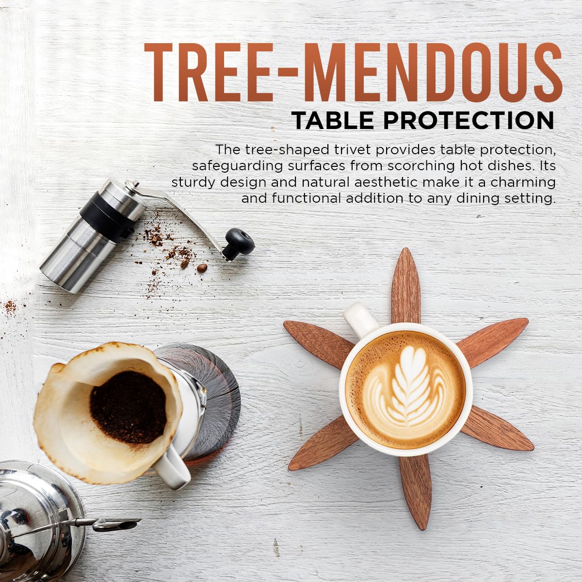 AH Inside Wooden Tree Trivet Set of 4 – Wood Trivets for Hot Dishes, Natural Wooden Pot Holders, Tree Coasters, Heat-Resistant Kitchen & Dining Decor.