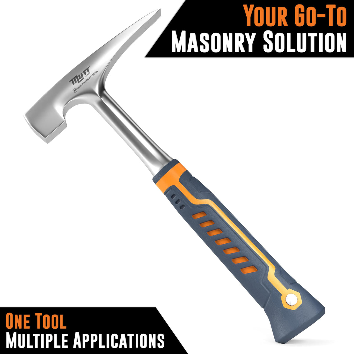 Mutt Tools Professional Brick Hammer - 20oz Heavy Duty Masonry Hammer for Bricklayer Tools, Stone Hammer for Mason Work