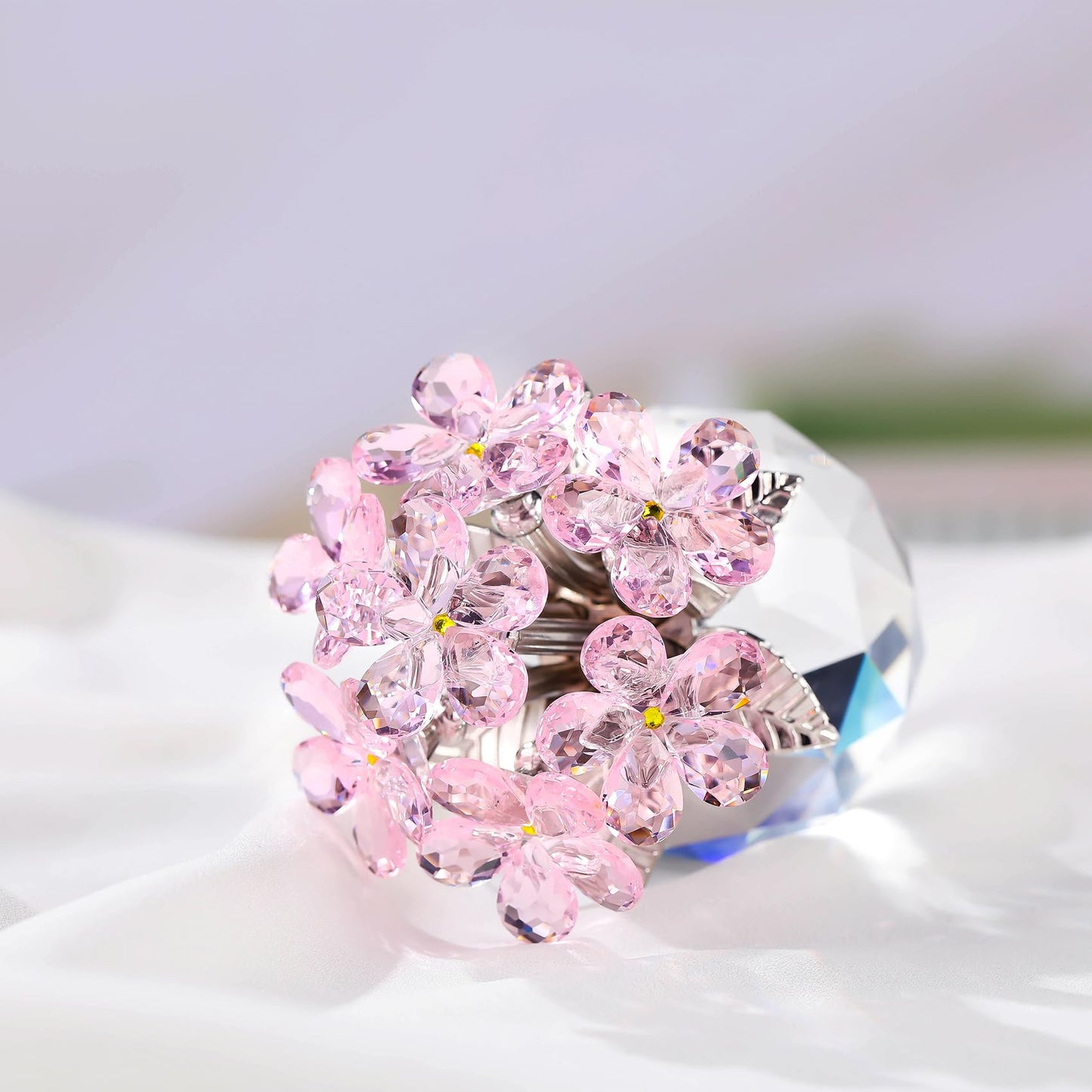Ornalrist Pink Crystal Forget Me Not Flower Figurine, Forget-me-not Gifts for Women Mom Friend Meaningful Gifts, Glass Flowers Figurines Collectibles