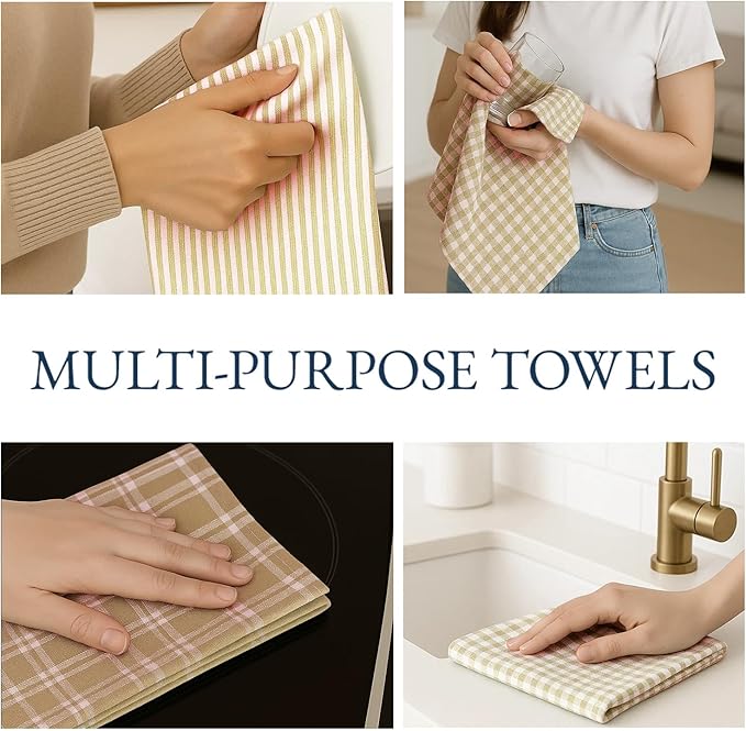 LANE LINEN Cotton Kitchen Towels Set, Quick-Drying, Premium Dish Towels