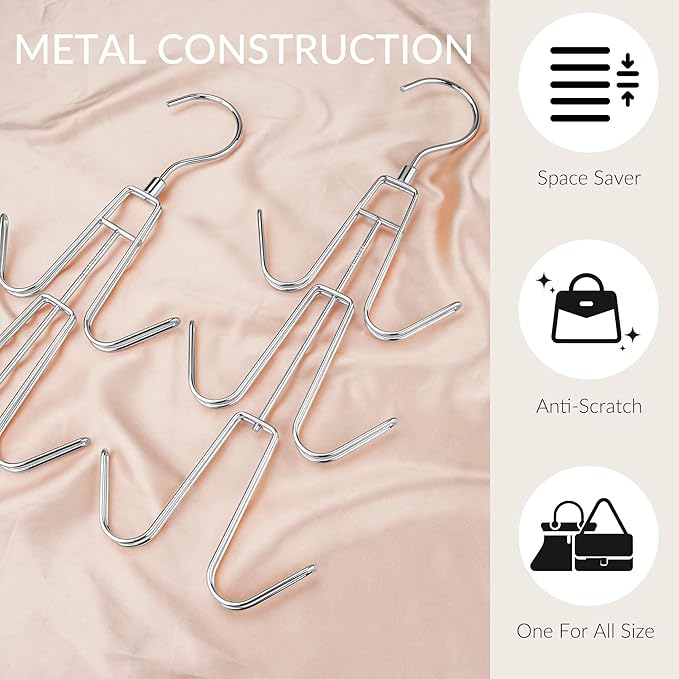 ZEDODIER Purse Organizer for Closet, 3 Pack Rotatable Sturdy Purse Hanger Bag