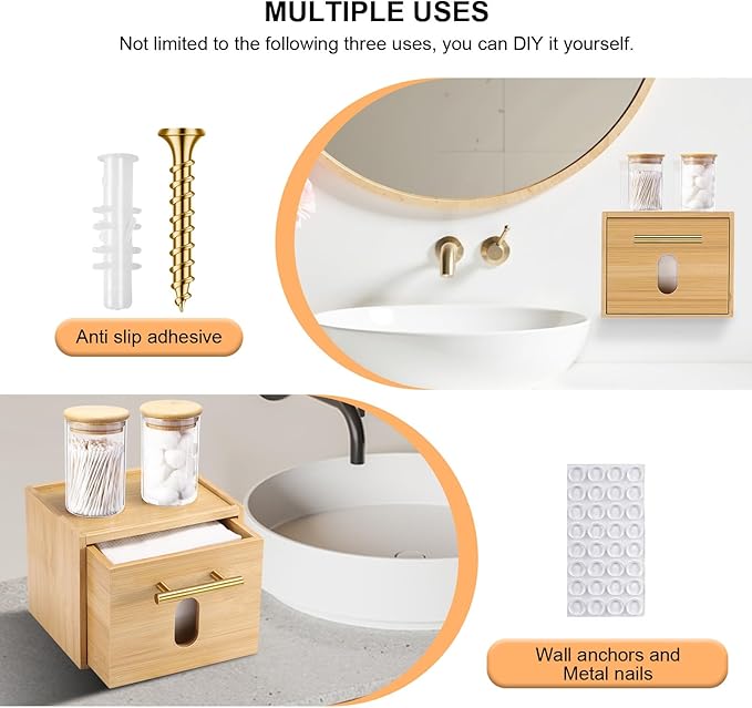 BSSN Face Towels Holder with Glass Cotton Balls Holders, Disposable Towelettes