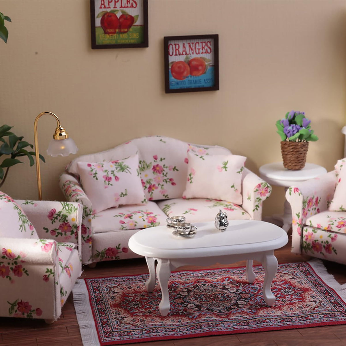 1:12 Scale Dollhouse Furniture 16 Pieces Wooden Sofa Set Living Room