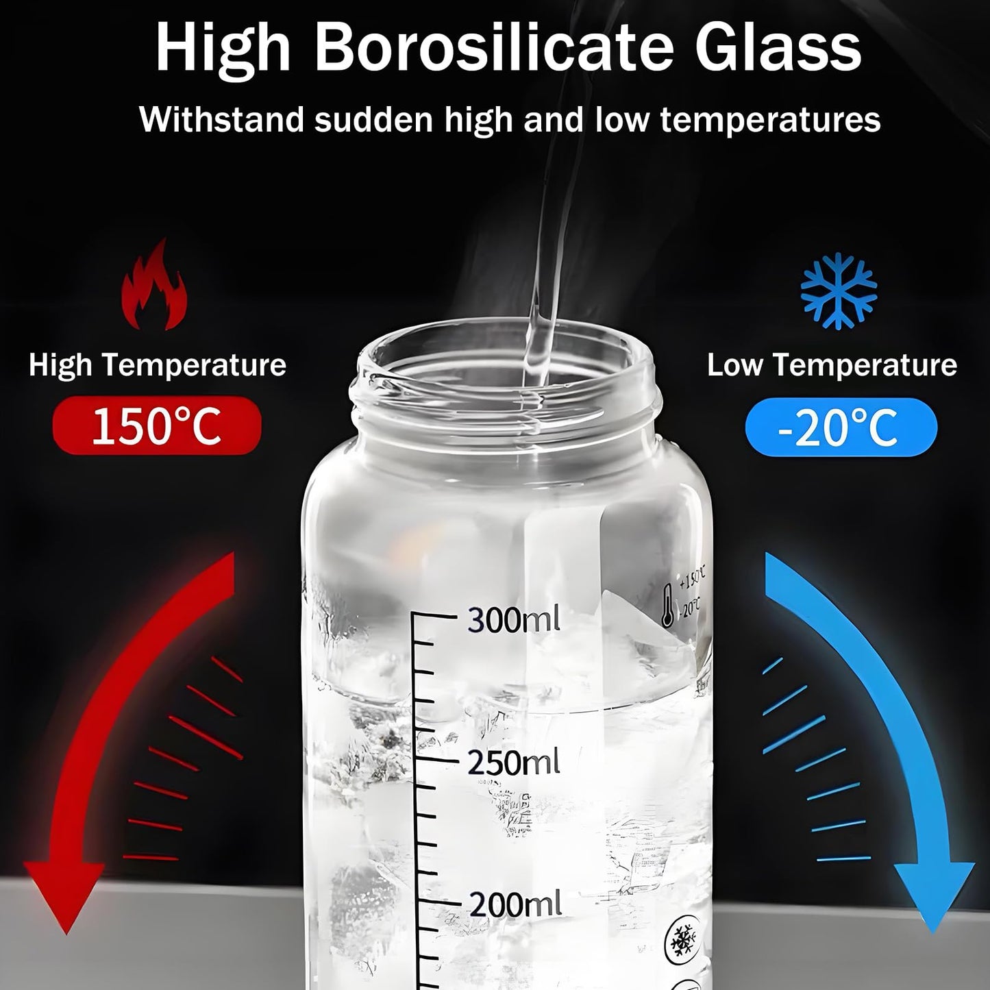 MATIFANER Salt and Pepper Shaker Set, High Borosilicate Glass, Best Stainless Steel Lids,Silicone Inner Cover Easy Adjustable Coarseness,10oz