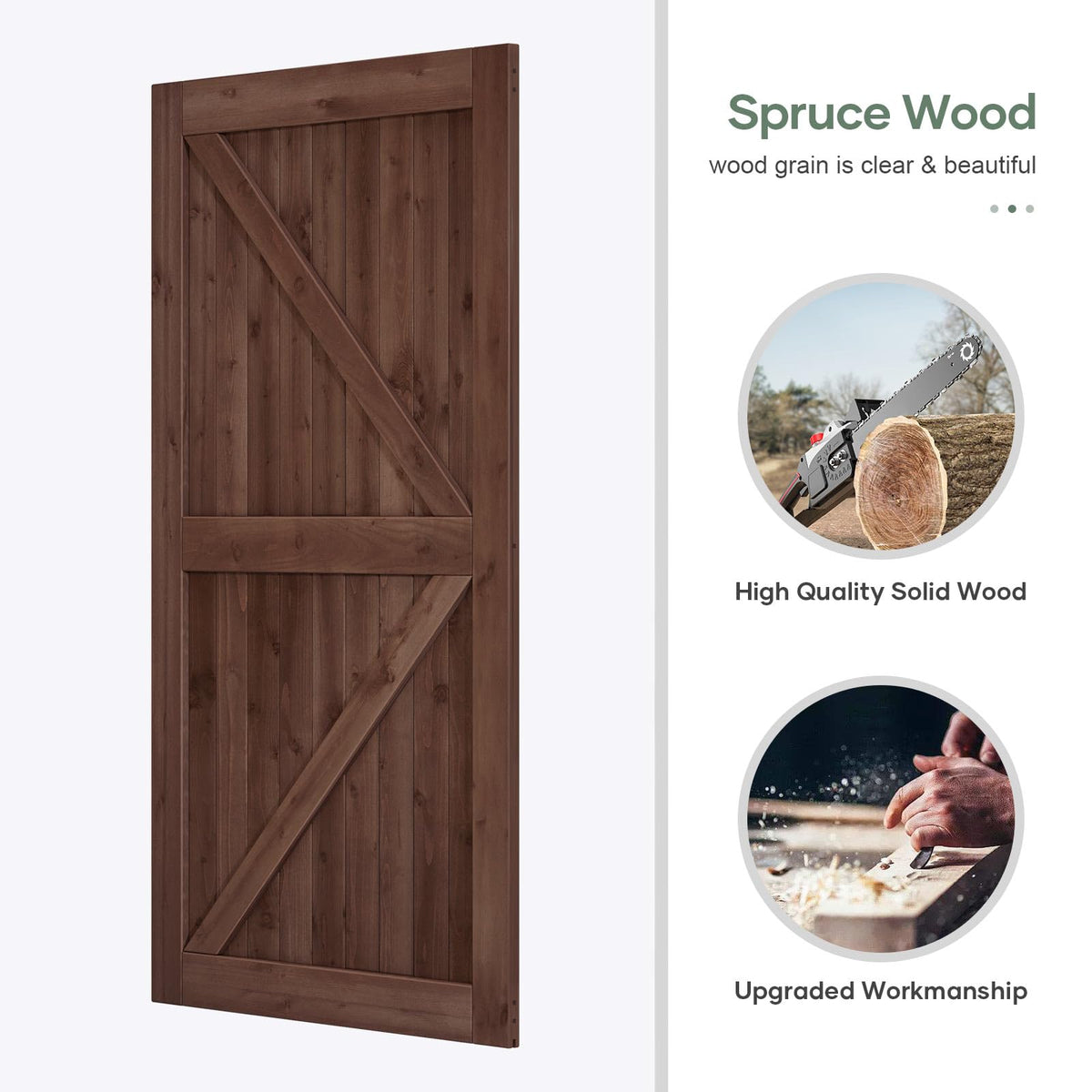 ROYMELO Double 48x96 inch Sliding Barn Wood Door Slab with 8ft Hardware Kit and Handle