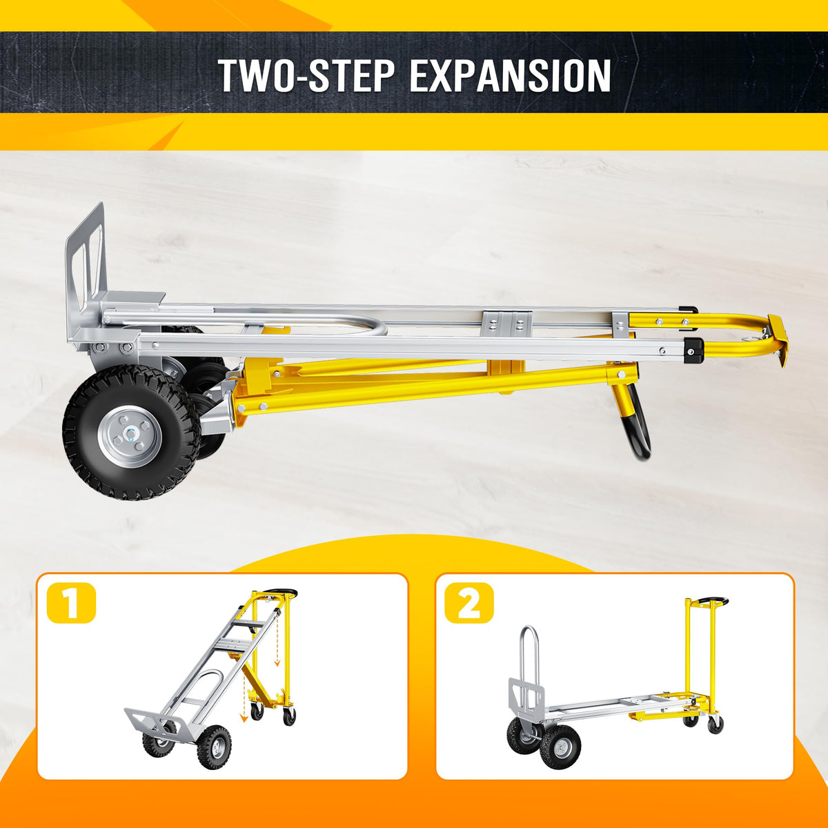 Dkenicor 4 in 1 Folding Hand Truck, 1000lbs Capacity Dolly Cart Industrial Convertible Heavy Duty with Retractable Handle and 4 Rubber Wheels, Collapsible Cart for Home, Office, Warehouse, Silver