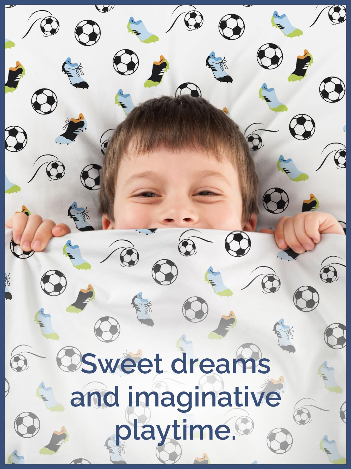 Kids Queen Size Bed Sheet Set - 4 Piece Kids Loft Bed Sheets - Soccer Sport Theme bedding - Soft, Cute and Cozy - Breathable and Machine Washable - Football Bed Set for Boys, Girls, Teens & Toddlers