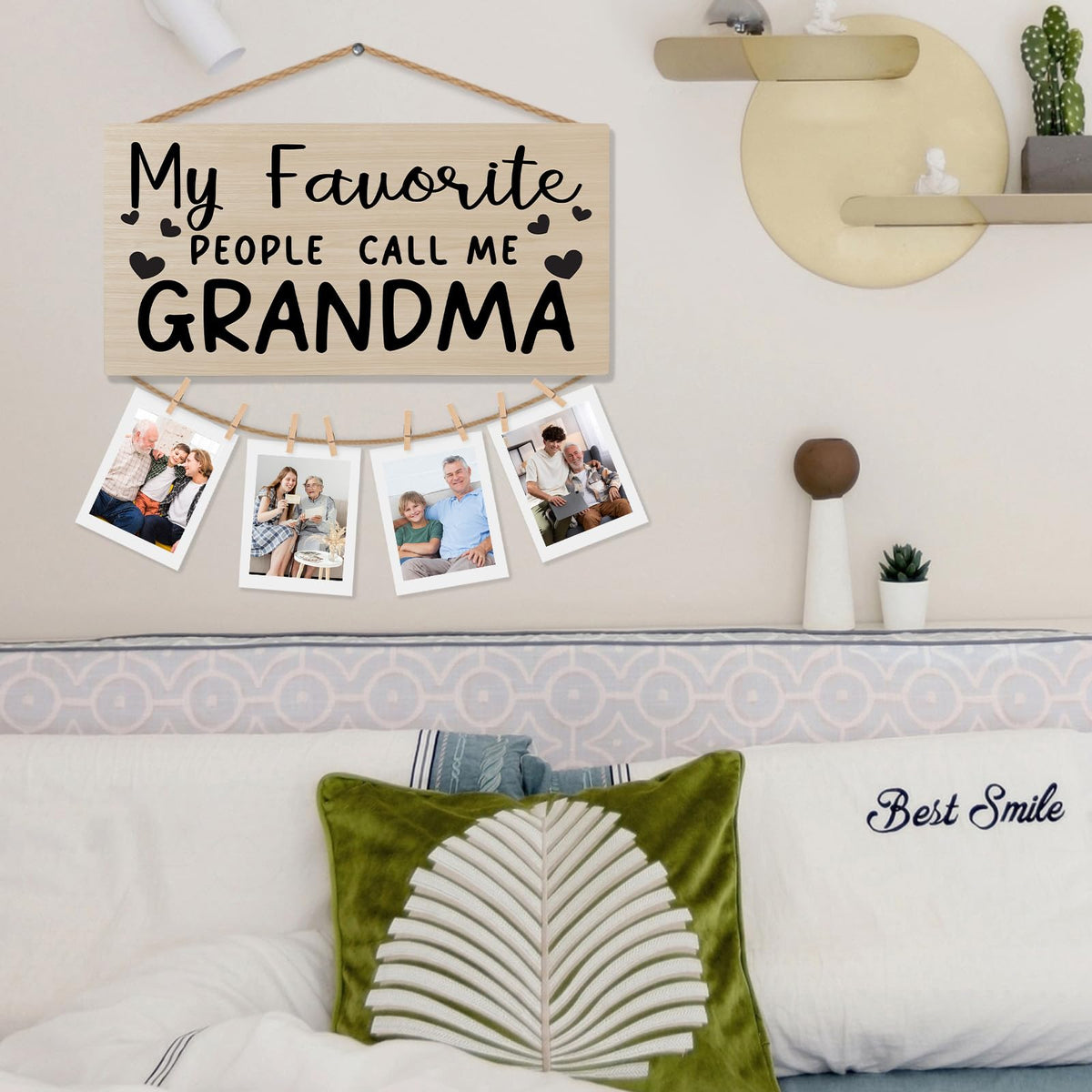 shiviody Grandma Picture Frame Photo Holder for Wall, Best Grandma Gifts for Christmas Birthday from Grandkids Granddaughters, Grandmother Gifts Photo Hanging Display Picture Board for Wall Decor