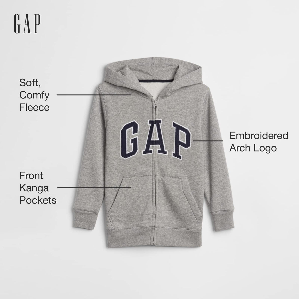 GAP boys Logo Hoodie Zip Sweatshirt, Pure Red V2, X-Small US