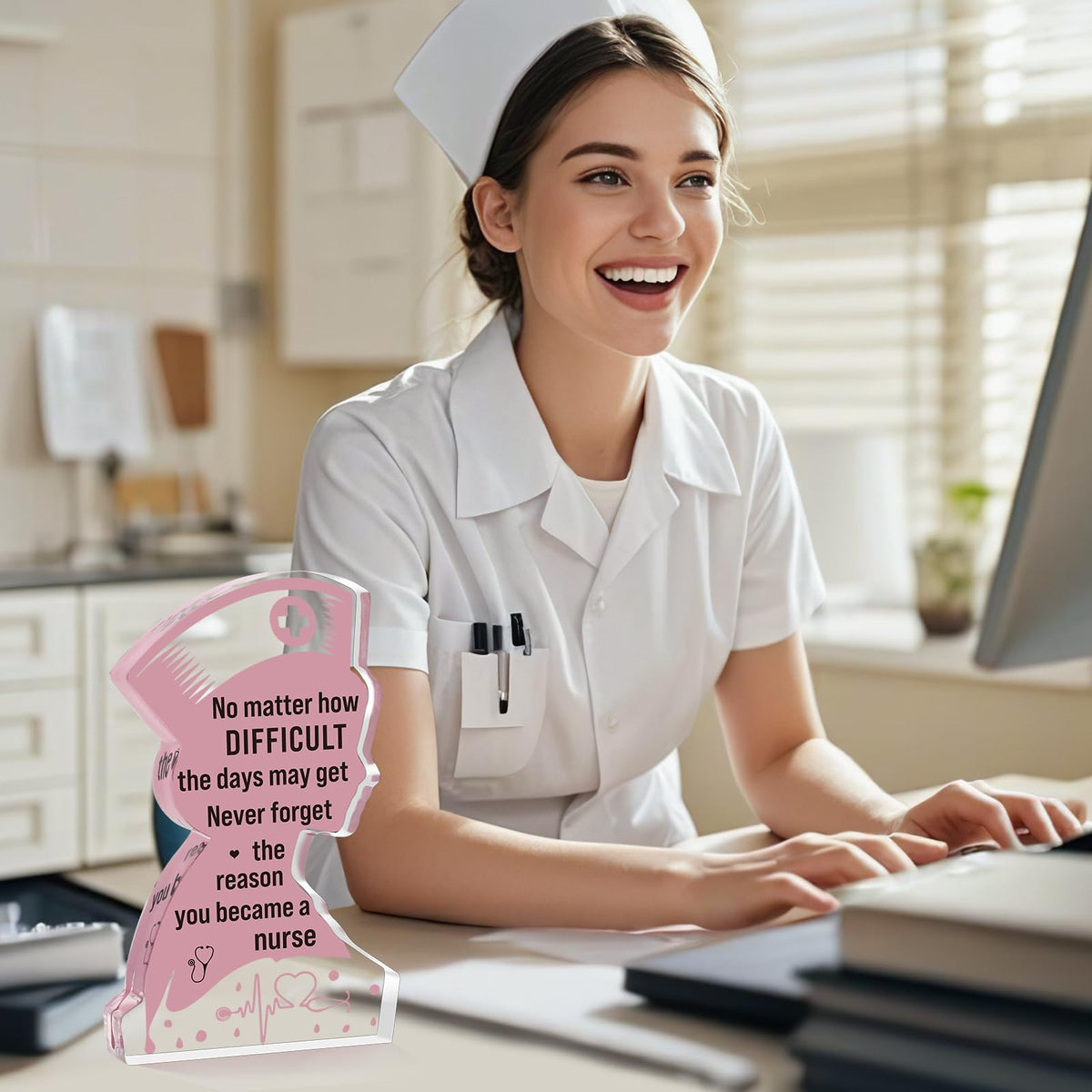 Nurse Graduation Gift for Women RN Nurse Week Inspiration Gifts Cool Nurses Day Appreciation Gifts Christmas Birthday Gifts for New Future Nurse Motivational Acrylic Plaque Keepsake Desk Decor