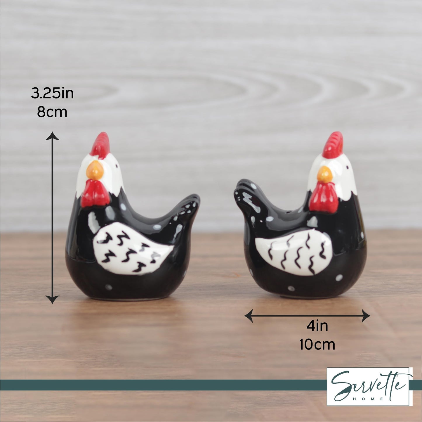 Black and White Chickens Salt and Pepper Shaker