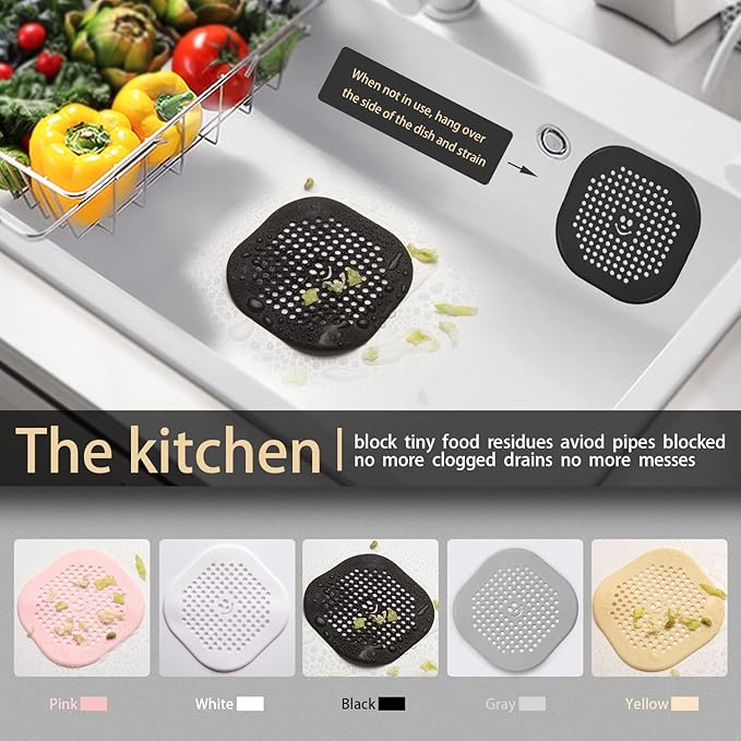 2 Pack Drain Hair Catcher Silicone Drain Protector Bathroom Accessories Hair