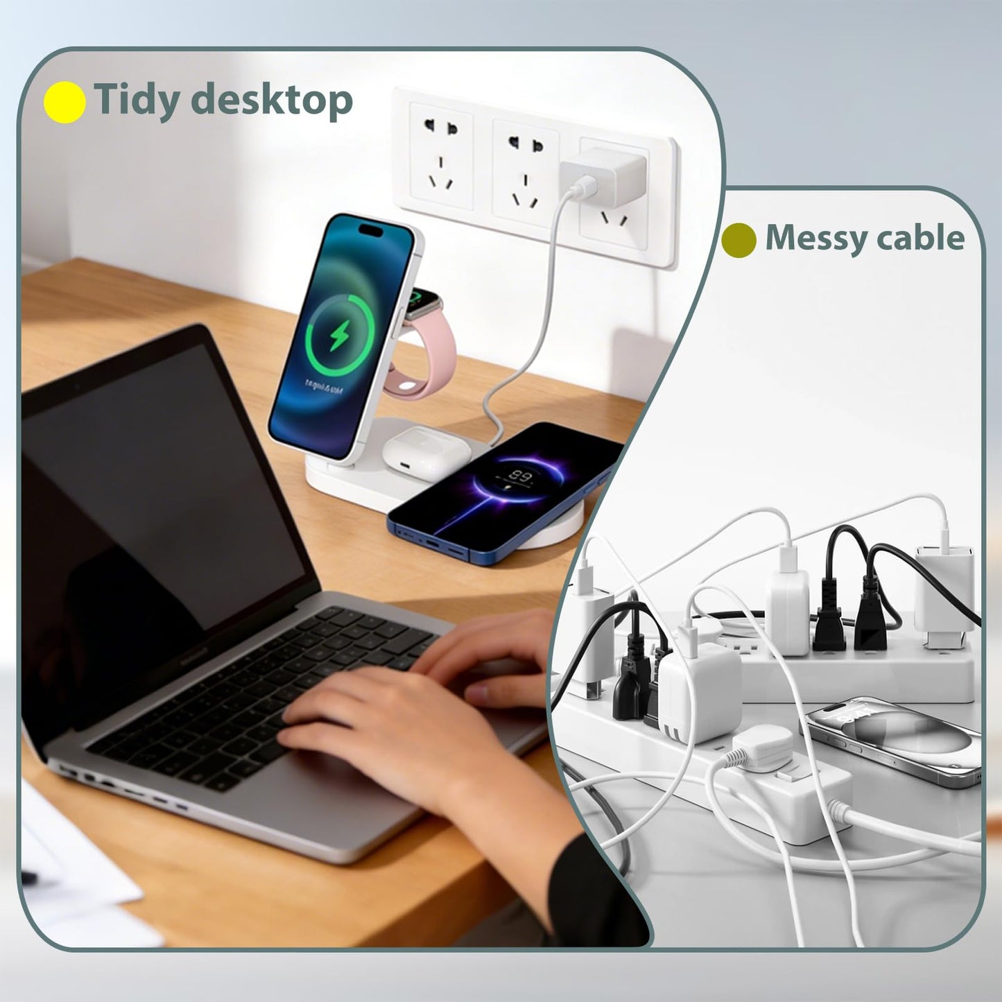 Dual Phone Wireless Charger, 30W Magnetic 4 in 1 Charging Station for Apple Devices, Charging Stand for iPhone 17/16/15/14/13/12 Series, Support for Apple Watch11/10 for AirPods4