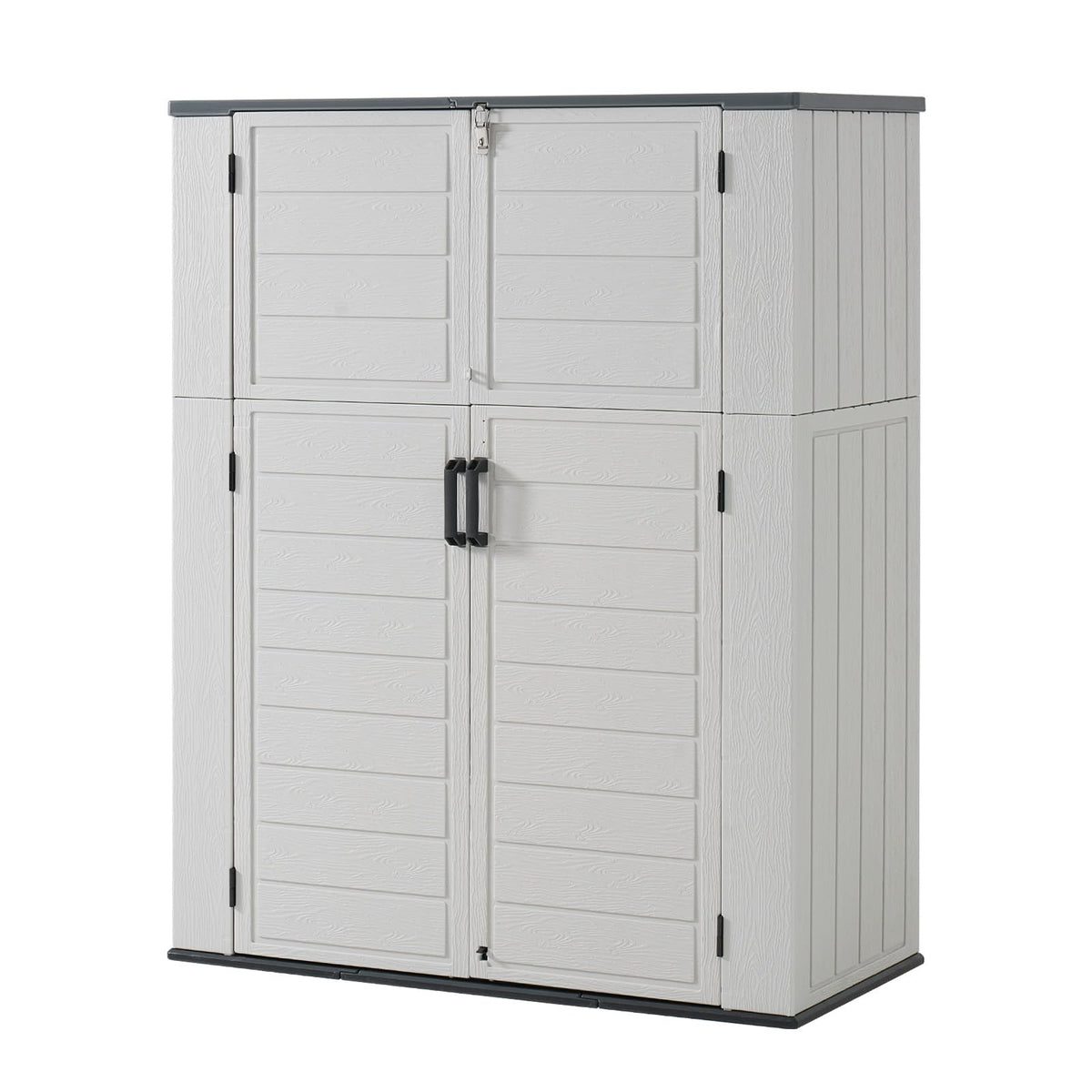 Aoxun 61 Cu.Ft Outdoor Storage Shed, Widened Outdoor Storage Cabinet Waterproof Vertical Resin Shed with Floor for Patio, Garden Tools, Pool Equipment, Easy to Assemble (White)