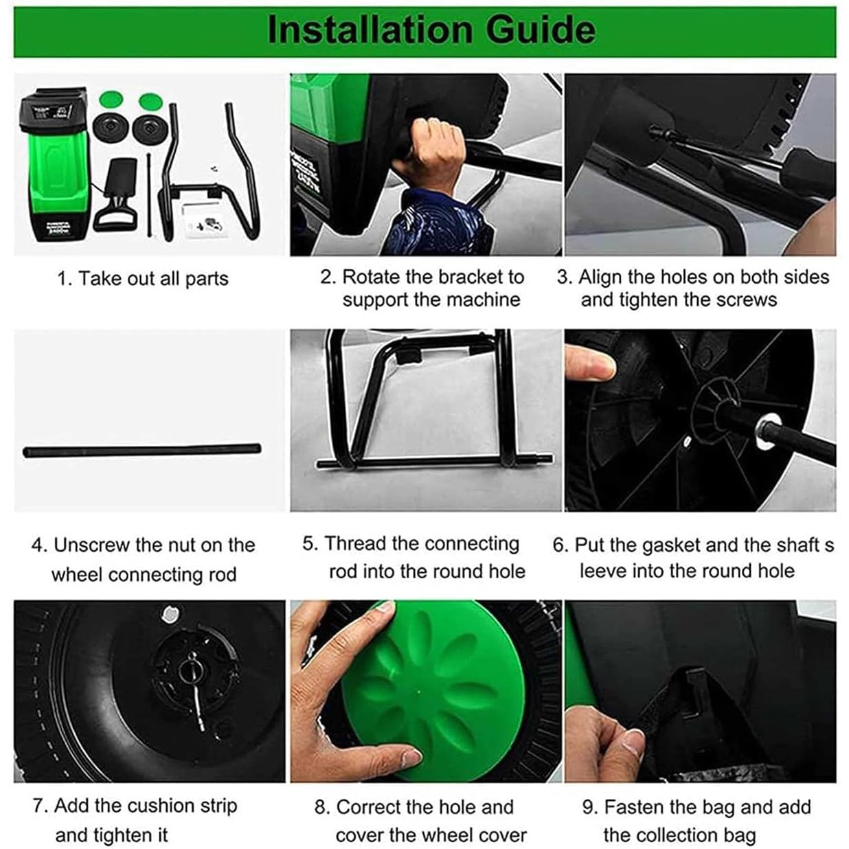 Nuxyyds 2400W Electric Garden Shredder, Wood Chipper Garden Mulcher for Leaves and Branches with 50L Collection Bag & Wheels, Max Diameter 40mm, for Yard Cleanup, Composting Green