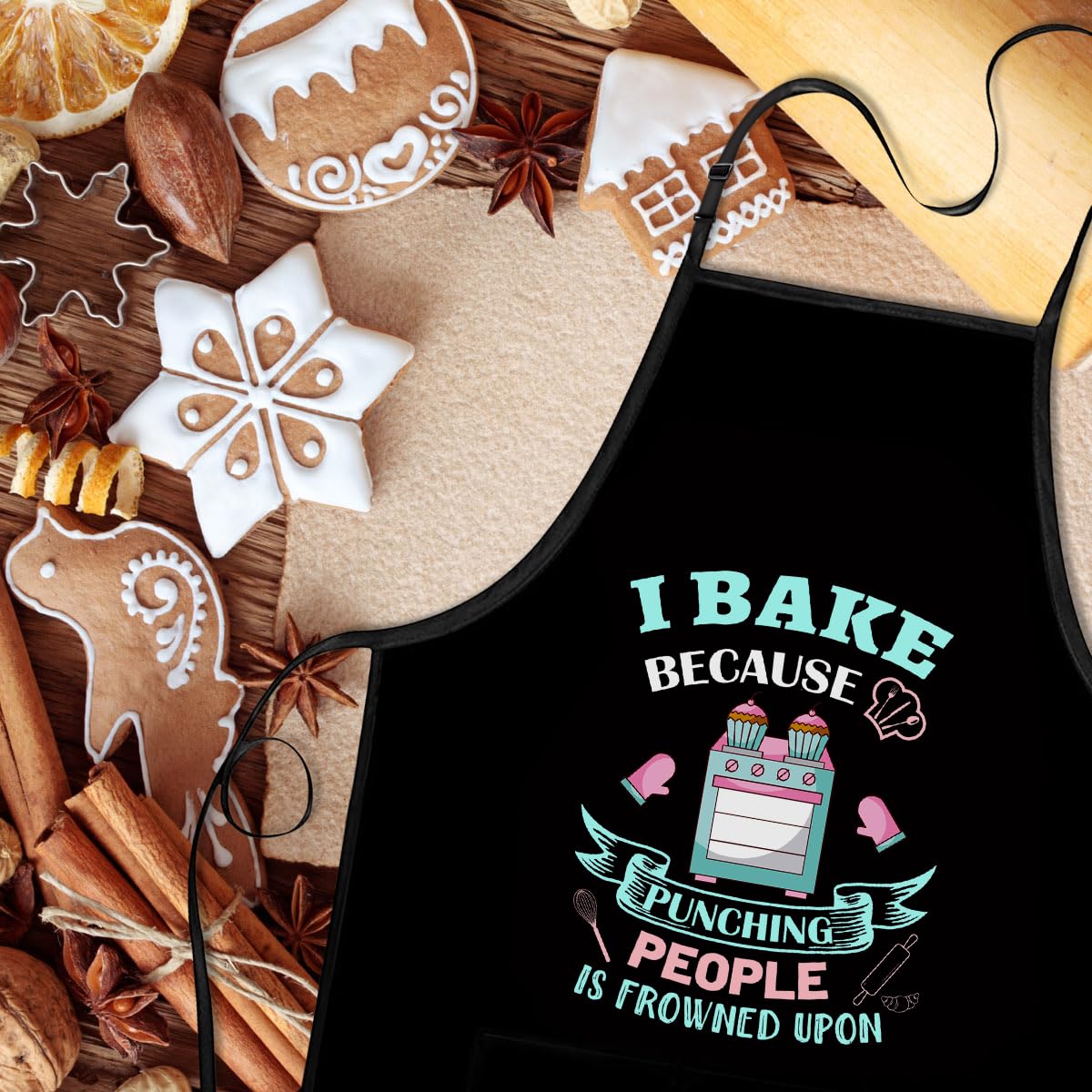 Xmeden Funny Baking Apron for Women - Cute Cooking Aprons for Adults with 2 Pockets, Baking Supplies &Essentials for Home Bakers, Kitchen Apron Gifts for Mother's Day Birthday Christmas