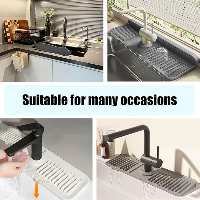 STARGAZ Silicone Faucet Mat For Kitchen Sink, Sink Back Splash Guard, Faucet
