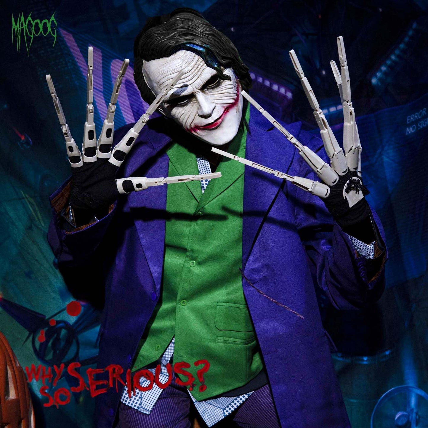 Magoog Halloween Articulated Fingers with Gloves, Articulated Finger Extensions, Scary Skeleton Bone Claw Hand, 3D Printed Novelty Props for Cosplay, Fits Most Fingers Sizes, White