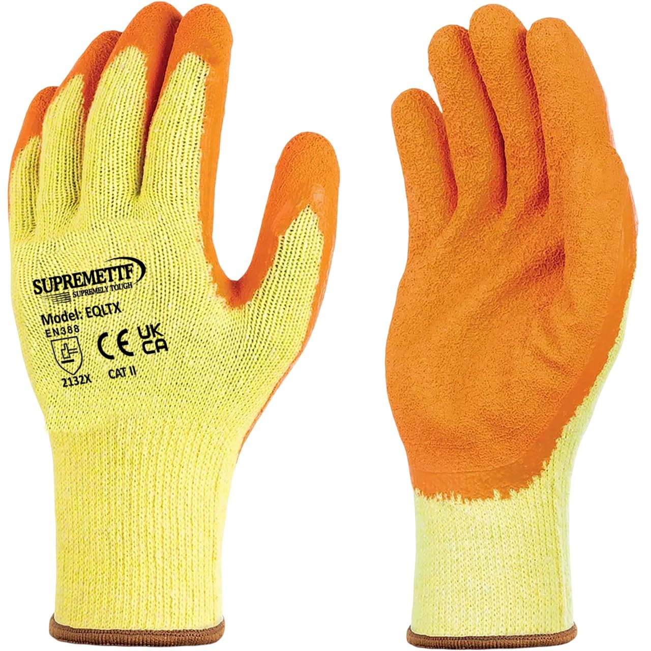 24 Pairs Latex Coated Orange Rubber Work Gloves Mens Safety Builders Gardening (XL)