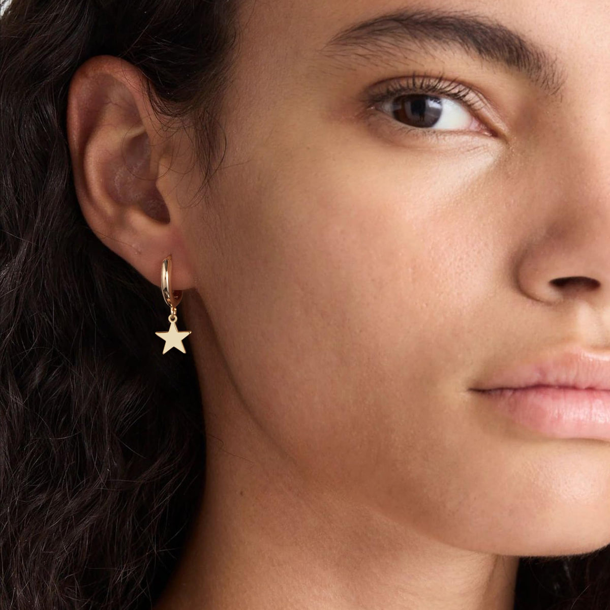 Gold Dangle Drop Hoop Earrings for Women Men Gold Plated Dainty Earrings Hypoallergenic Star Cross Huggie Hoops Jewelry for Everyday Wear