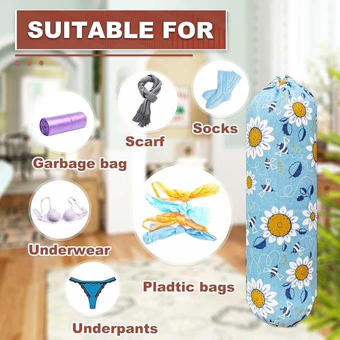 Plastic Bag Holder, Wall Mount Plastic Bag Organizer, Washable Large Grocery
