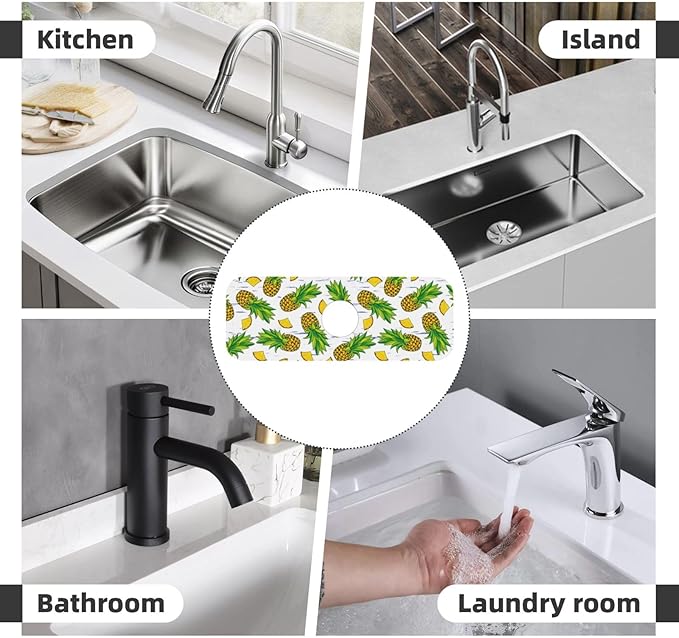 Pineapple Summer Pineapples Kitchen Sink Splash Guard Faucet Mat Super
