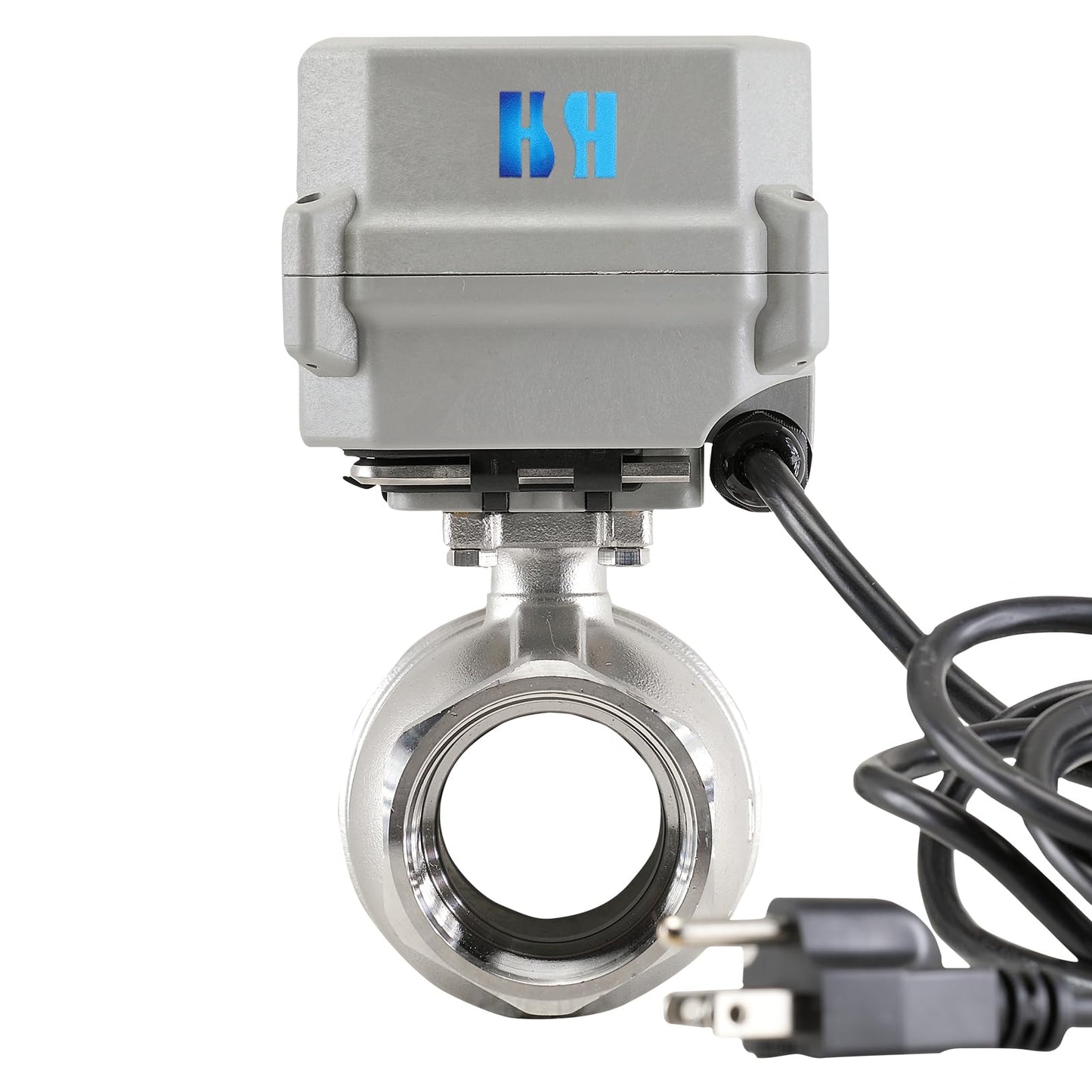 HSH-Flo 1-1/2 inch DN40 110-230VAC Normally Closed CF8/Stainless Steel 304 Manual Override Motorized Electrical Ball Valve With U.S. Plug