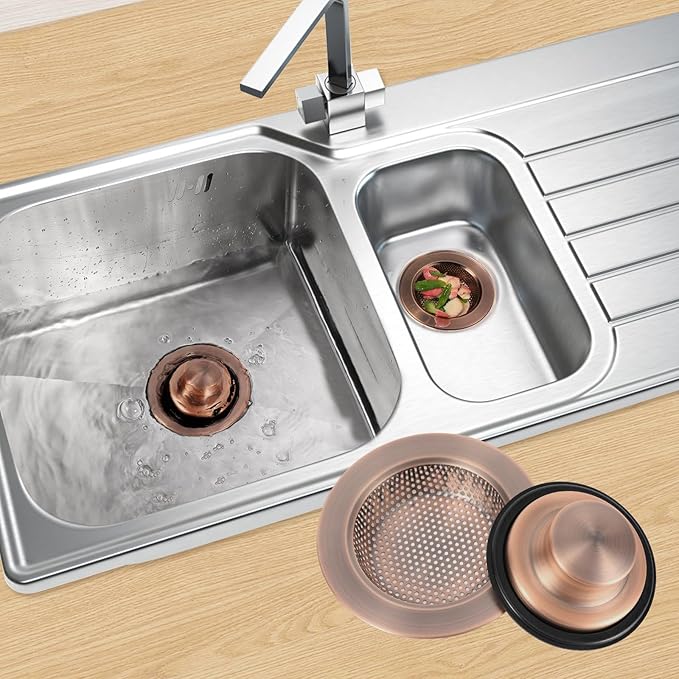 RQYEKDO Kitchen Sink Strainers Sink Stopper Kits, Stainless Steel Sink Drain