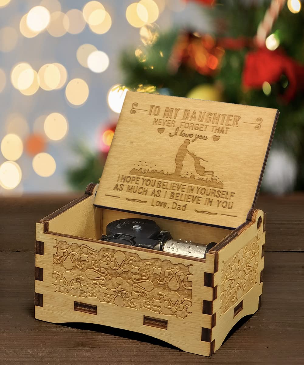 Sooharic Daughter Gifts from Dad, Wooden Music Box, Dad to Daughter Gifts, Suitable for Birthday/Christmas/Keepsake