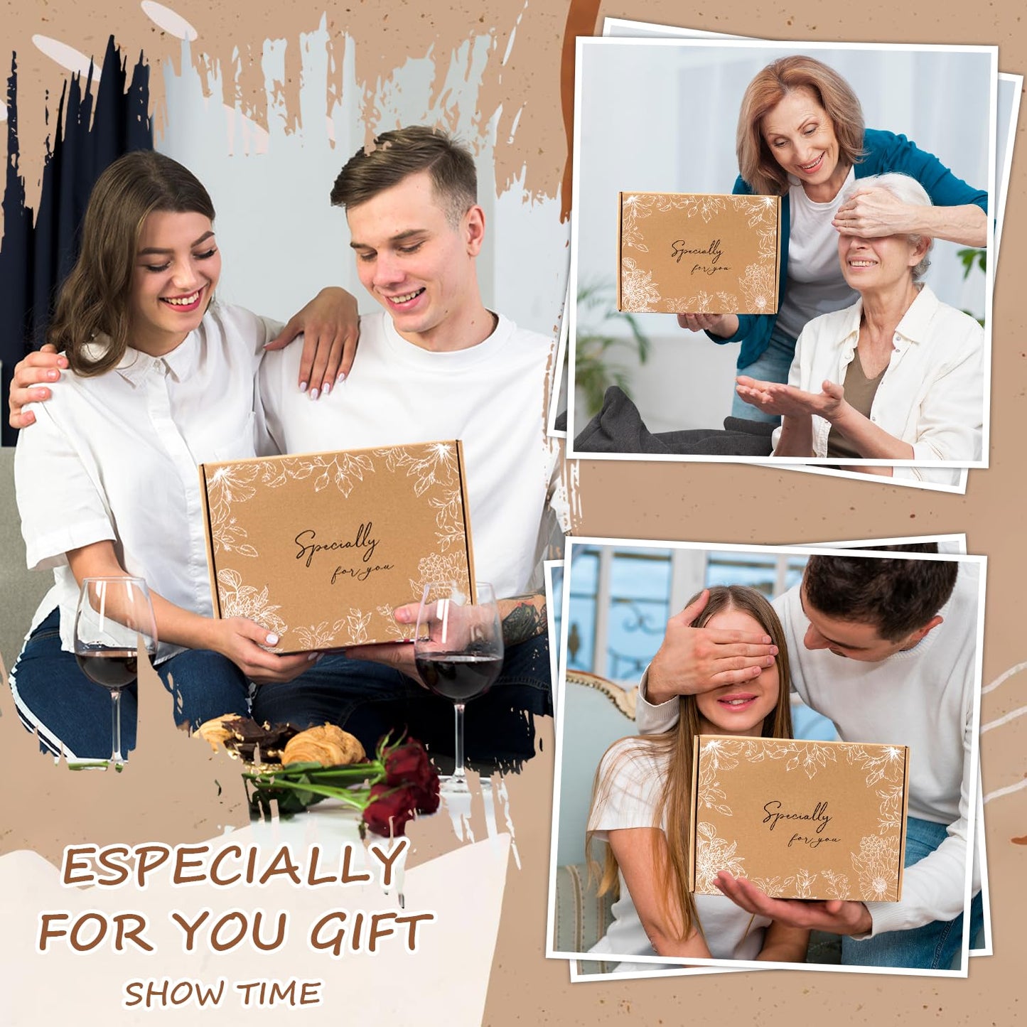 Mothers Day Gifts for Mom, Get Well Soon Self Care Package Box for Women, Birthday Gift Thinking of You Inspirational Sympathy Basket Sending Hug Feel Better Box for Wife Friend Sister (Ivory)