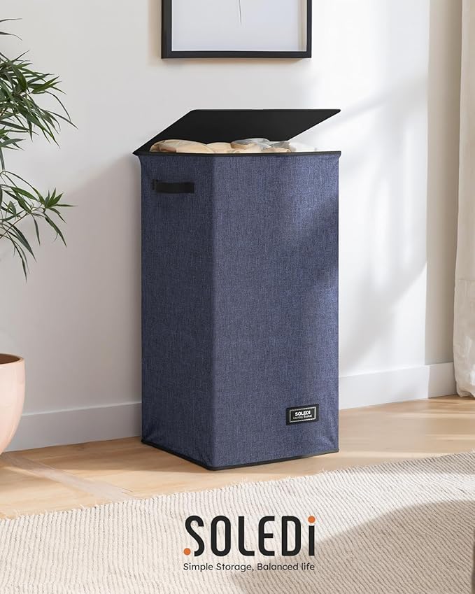 SOLEDI Laundry Hamper with Lid 100L Large & Tall Collapsible Laundry Basket