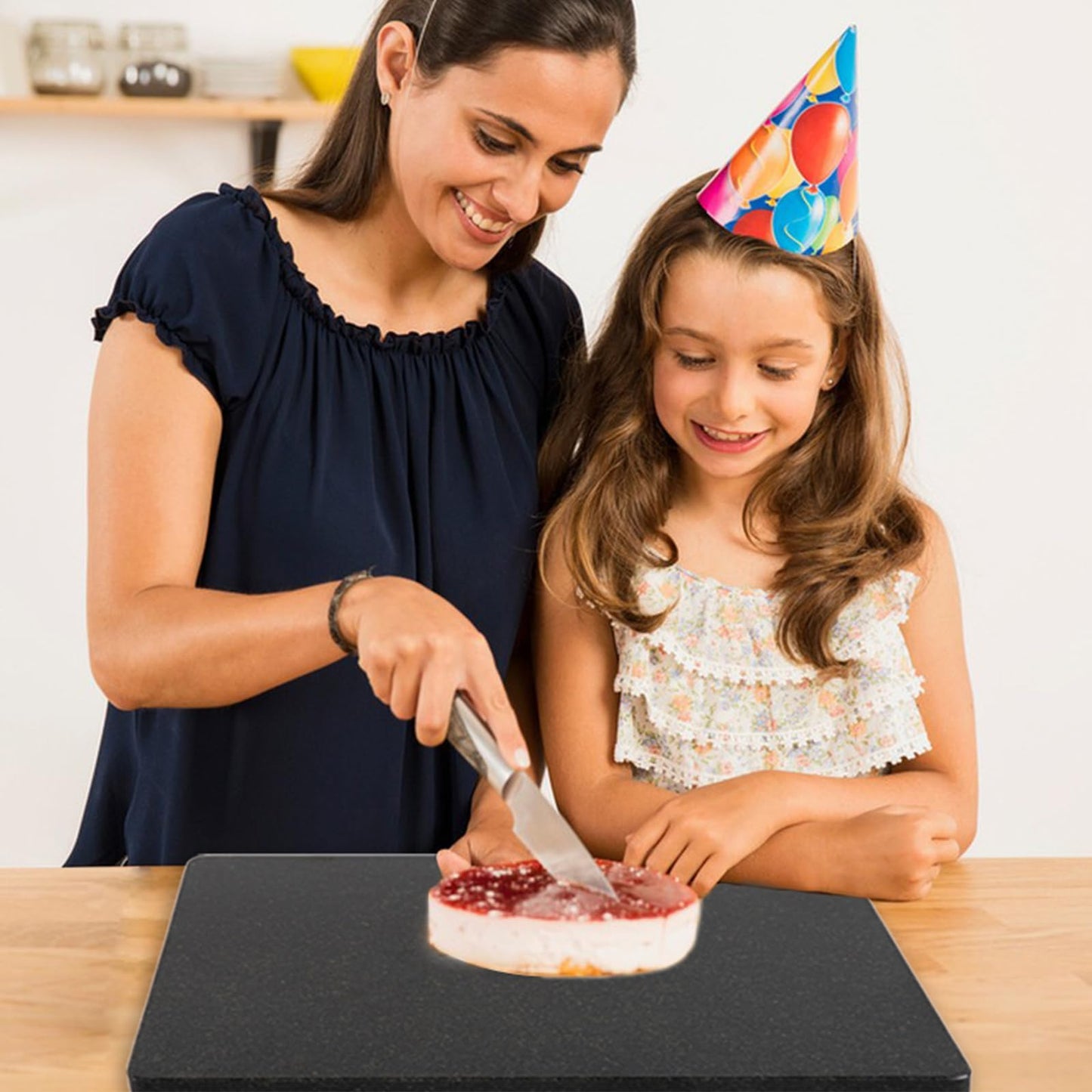 Lovdeco Granite Black Cutting Board, Pastry Board For Kitchen, Large Black Marble Slab Gift With Non-Slip Feets, 16x20 Inch, 1 Piece