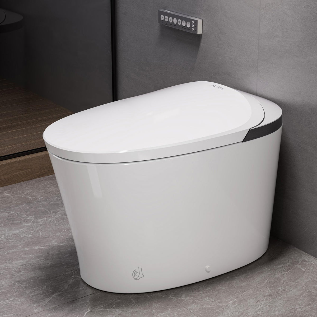 AKNIRL Smart Toilet with Bidet Built-in, Heated Seat, Booster Pump Assisted, Auto Flush, Warm Water, Air Dryer, Deodorization, Modern Smart Toilets for Bathrooms, White