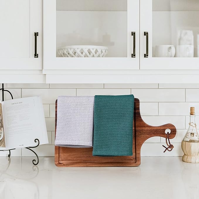 QUILTINA Dish Towels Set, 100% Cotton Waffle Weave Kitchen Towels 6 Pack