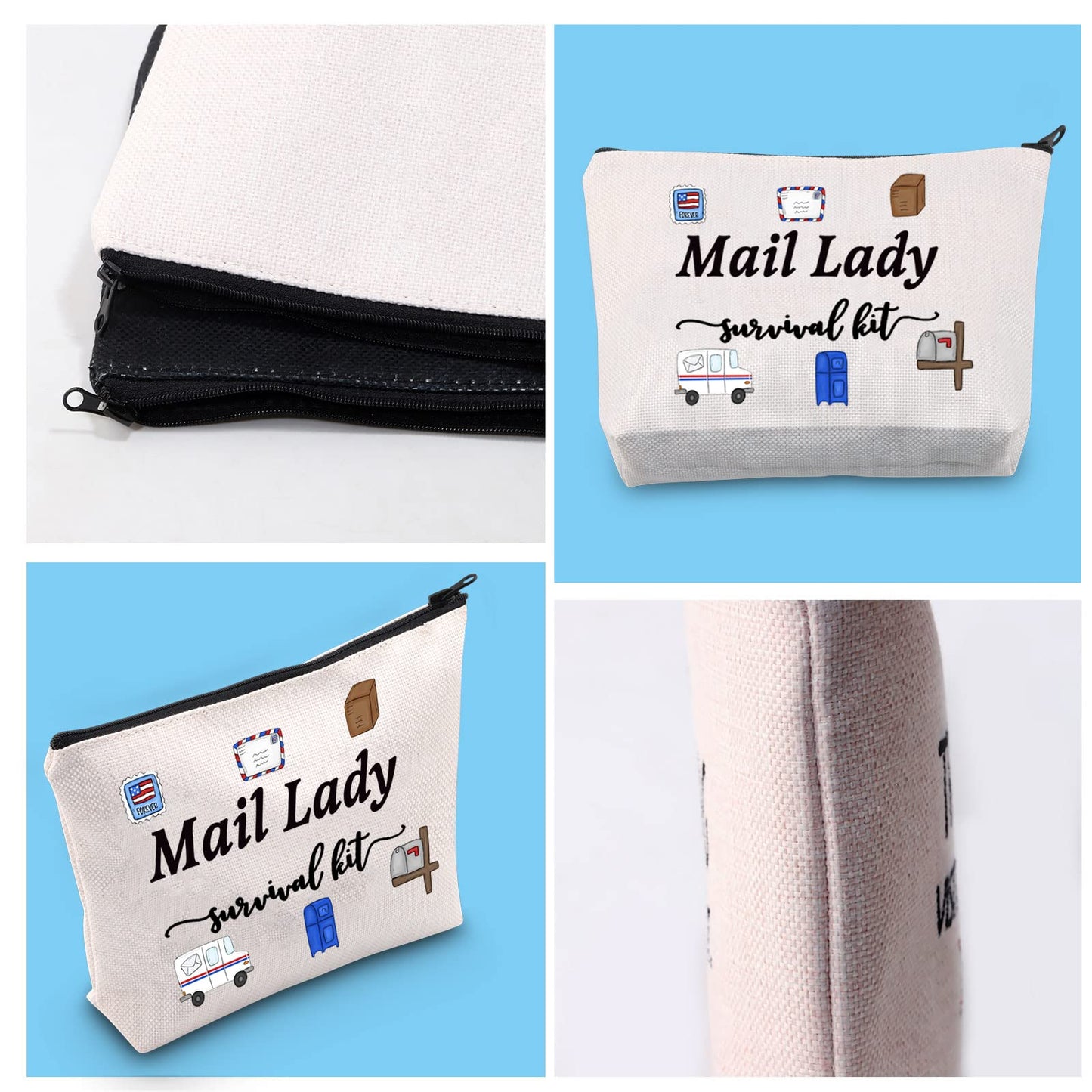 GJTIM Mail Lady Survival Kit Postal Worker Gift Zipper Pouch Makeup Bag Appreciation Gift for Mail Carrier Mailman (Survival Mail Lady Bag)
