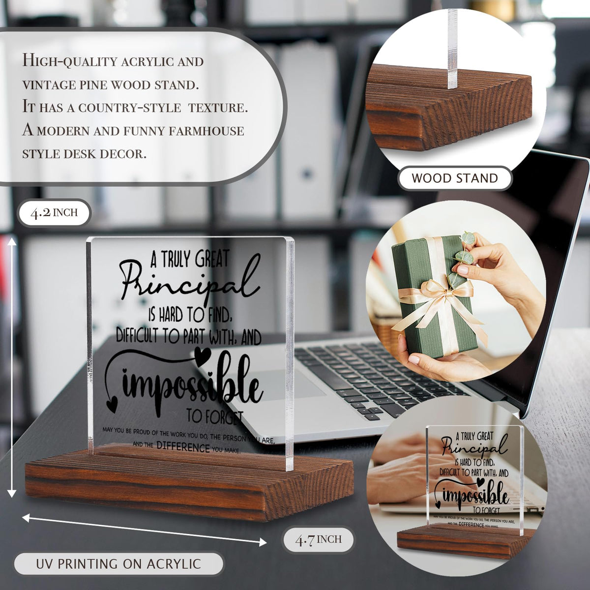 Principal Office Decor, Principal Gifts for Women Men, Principal Appreciation Thank You Gifts Desk Decorations Decorative Signs Plaques ABC78