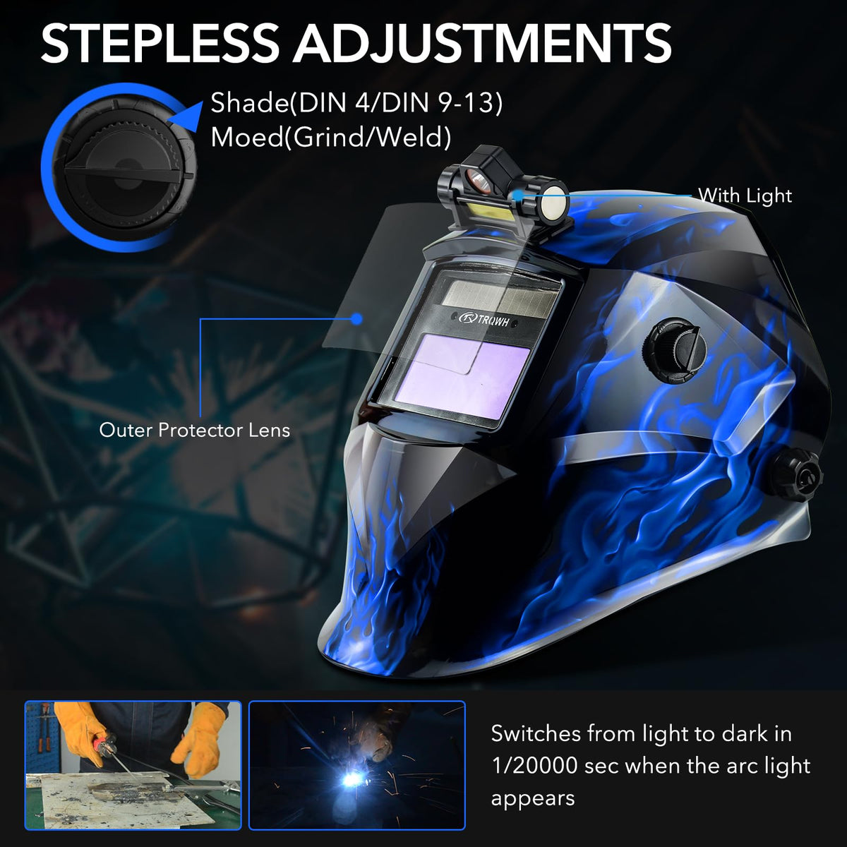 TRQWH Portable Welder Machine 110V ARC Handheld Welder & Auto Darkening Welding Helmet