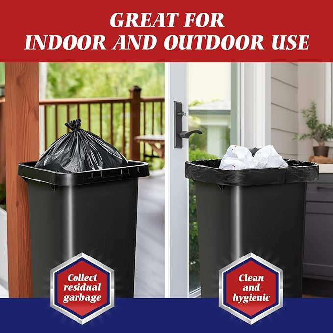 Teivio Large Black Trash Bags 64-65 Gallon 32 Counts Industrial Sturdy Garbage