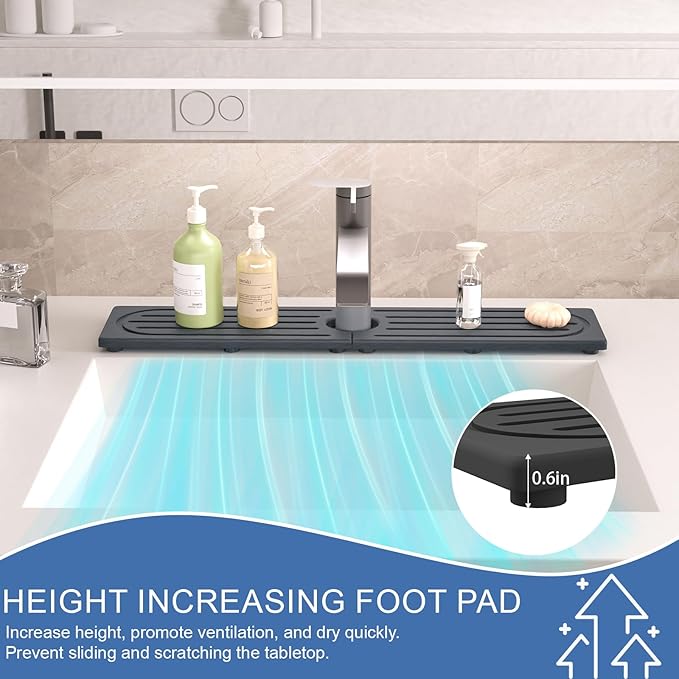 Stone Faucet Mat for Kitchen Sink, Water Absorbing Sink Water Splash Guard