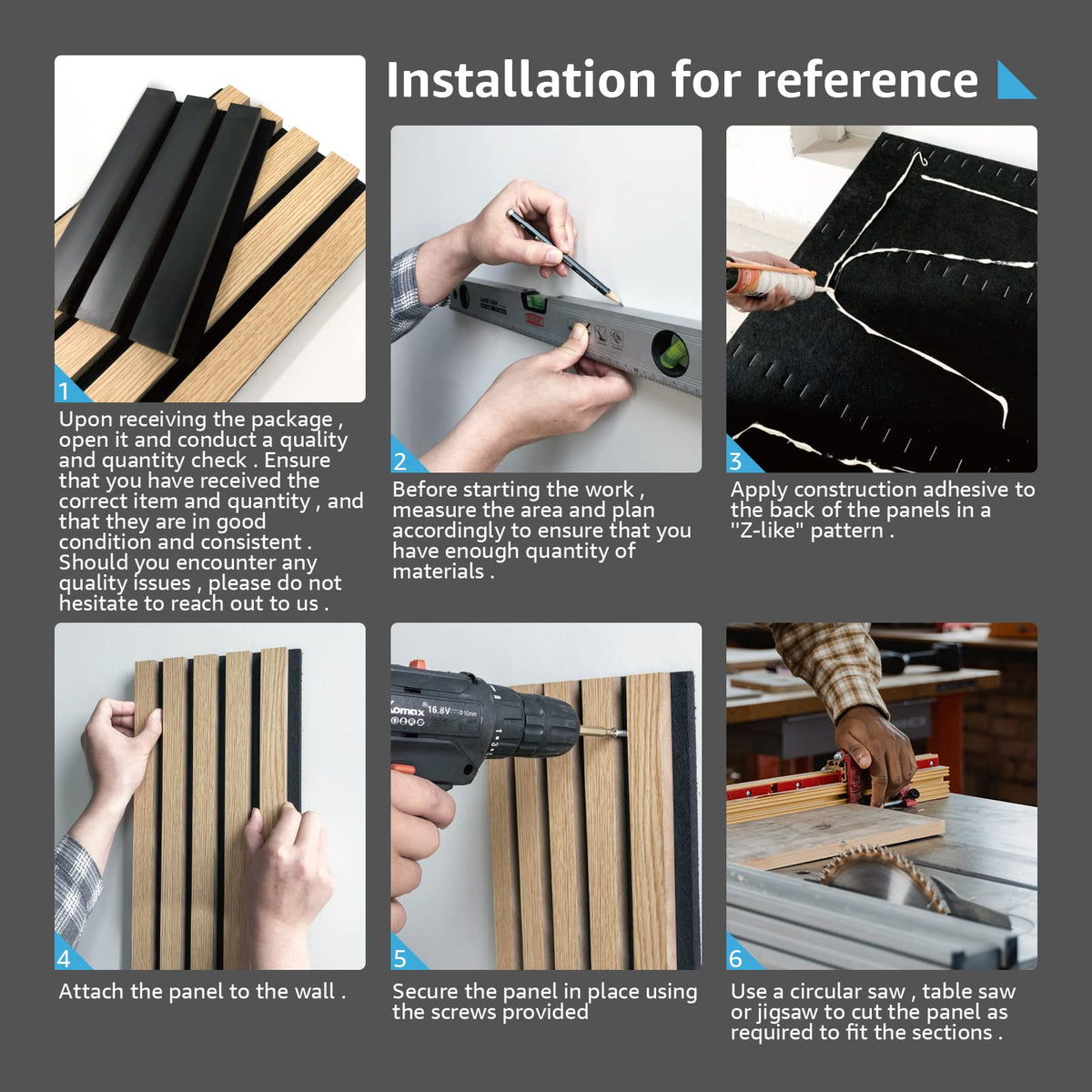 Art3d 4 Wood Slat Acoustic Panels for Wall and Ceiling - 3D Fluted Sound Absorbing Panel with Wood Finish - Brushed Silver